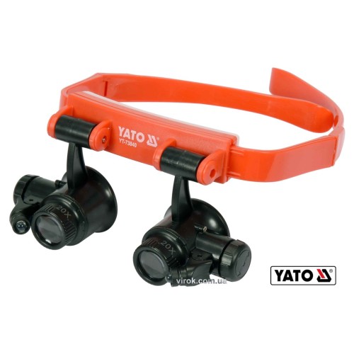 Лупи на голову з підсвіткою YATO: 2 LED, 4 пари з кратністю: х10, х15, х20, х25 [60/240]