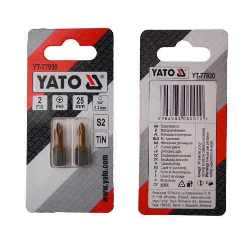 Насадка викруткова YATO PH1 х 25 мм. HEX 1/4