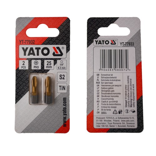 Насадка викруткова YATO PH3 х 25 мм. HEX 1/4