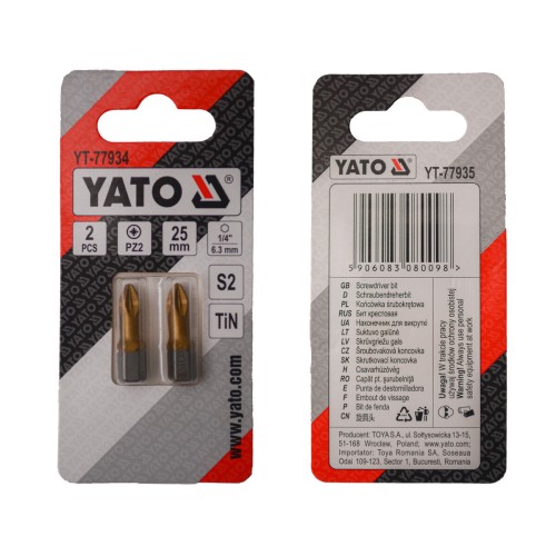 Насадка викруткова YATO PZ2 х 25 мм. HEX 1/4
