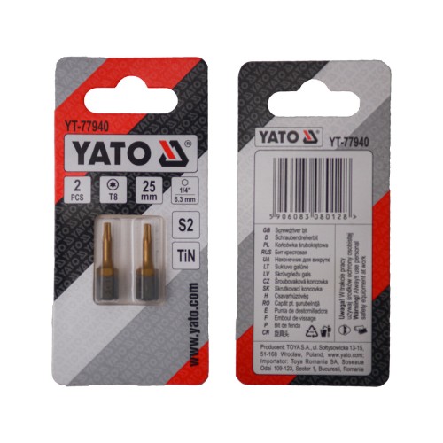Насадка викруткова YATO TORX T8 х 25 мм. HEX 1/4