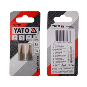 Насадка викруткова YATO TORX T10 х 25 мм. HEX 1/4
