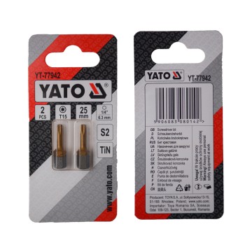 Насадка викруткова YATO TORX T15 х 25 мм. HEX 1/4