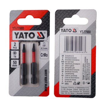 Насадка викруткова YATO TORX T8 х 50 мм. HEX 1/4