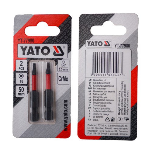 Насадка викруткова YATO TORX T8 х 50 мм. HEX 1/4