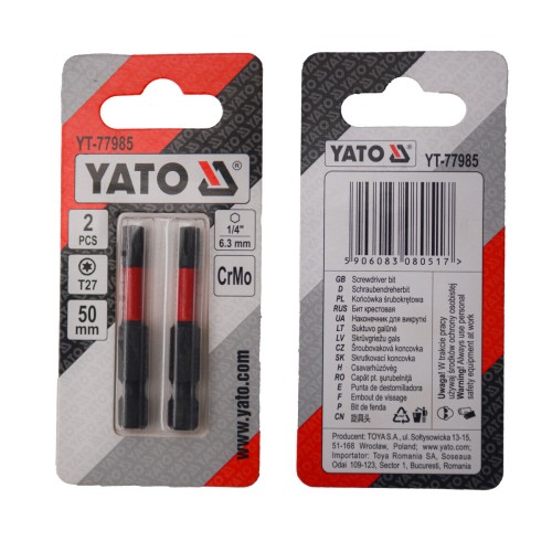 Насадка викруткова YATO TORX T27 х 50 мм. HEX 1/4