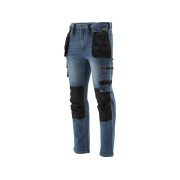 Штани робочі джинс стрейч YATO розмір L/XL- 98-106 см, ріст- 180-188см, тем-сині, 17 кишень, 71%(DW)