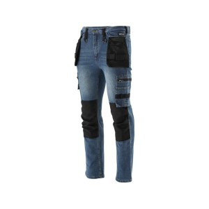 Штани робочі джинс стрейч YATO розмір L/XL- 98-106 см, ріст- 180-188см, тем-сині, 17 кишень, 71%(DW)