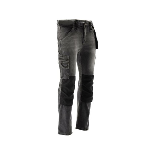 Штани робочі джинс стрейч YATO розмір L/XL 98-106 см, ріст- 180-188 см, сірі, 17 кише, 71%(DW)