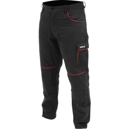 Штани робочі COMFY YATO розмір S, чорно-червоні, 7 кишень, 100% бавовна [10]
