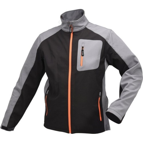 Куртка робоча SOFTSHELL YATO розмір XXXL, чорно-сіра, 3 кишені, 96% поліестер і 4% спандекс(DW)
