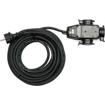 Подовжувач електромережевий YATO: l= 20 м, 16 A, 3Gх1,5 mm2, IP44 з розгалужовачем з 3 гніздами [4]