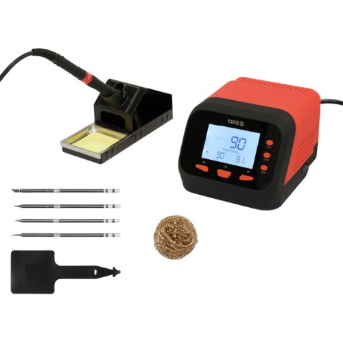 Паяльна станція мережева 110-230 V YATO; Р= 75 Вт, t°= 90-480°С, жало тип T12, LCD табло [12]