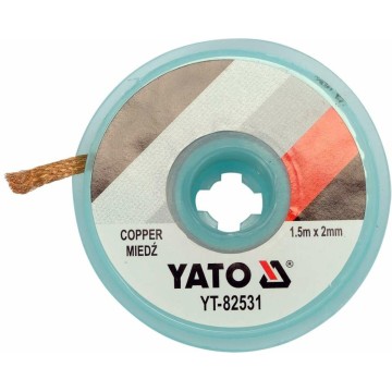 Стрічка плетена з міді для очищення від припою YATO, l= 1,5 м, W= 2 мм в котушці в корпусі [30/600]