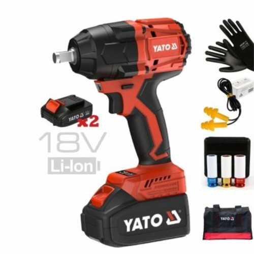 Гайковерт ударний безщітковий YATO: 2 акум.18 В Li-Ion 4 АГод, квадрат1/2