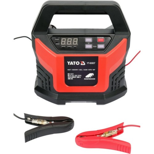 Зарядний прилад з LCD дисплеєм від мережі230В YATO до акумулят 12V; 2, 6,10,15 А, макс. 300AГод [8]