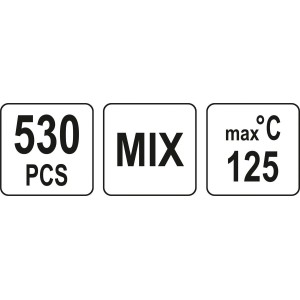 Кембрики термоусадні до t=125°C YATO : різних розмірів, 530 шт [60]